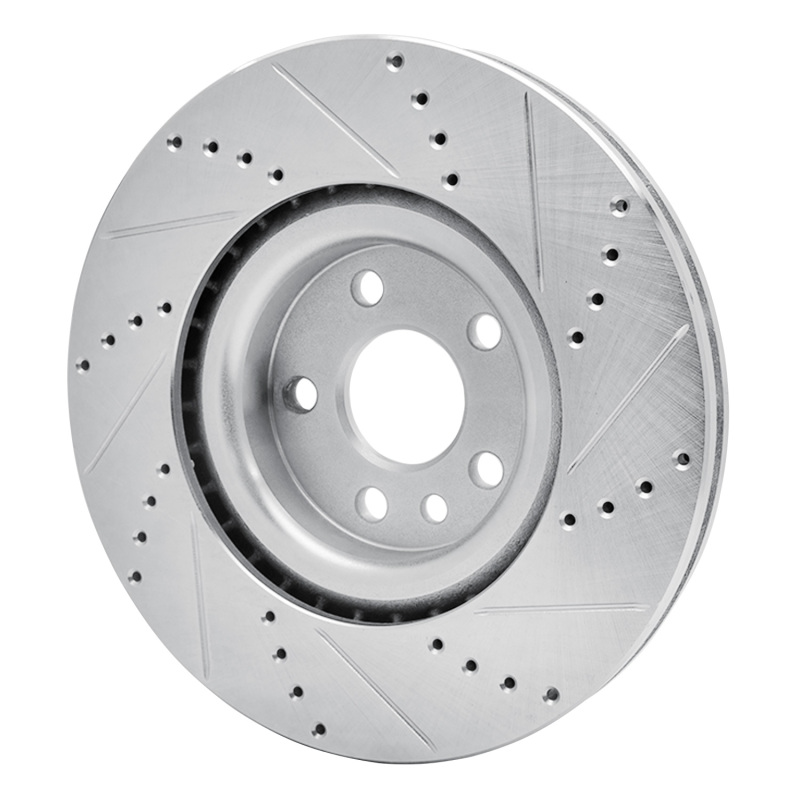 Jaguar E-Pace Brake Rotor (1) - Front Left - R1 Concepts - Drilled & Slotted - Silver - `15-`19